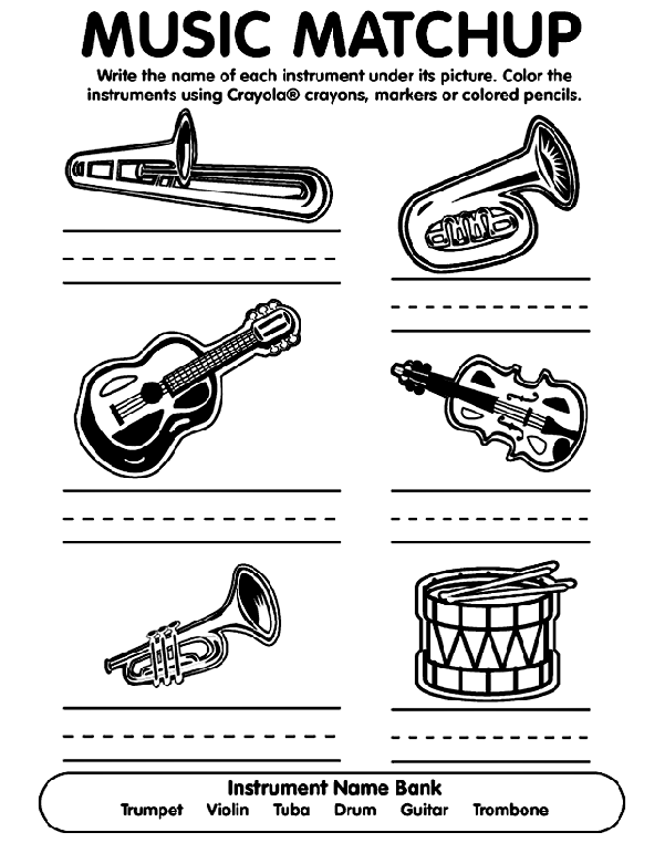 Effortfulg Musical Instrument Coloring Pages